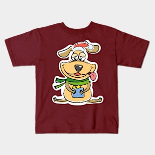 Funny crazy dog with gift Kids T-Shirt